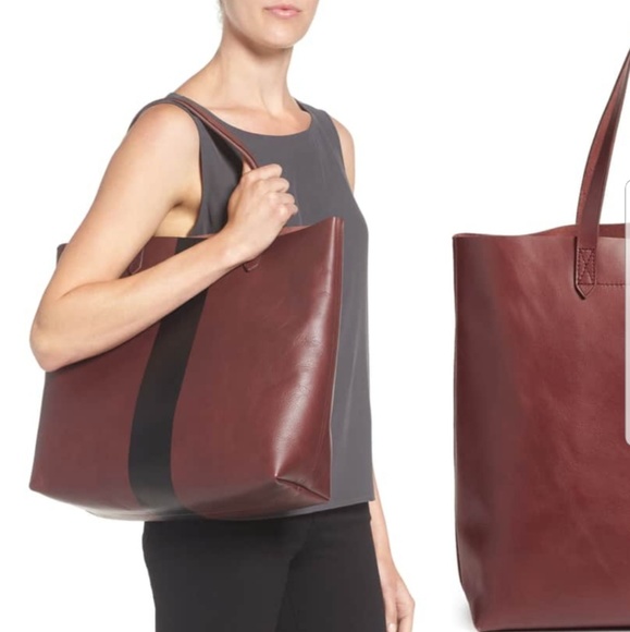 Madewell Handbags - Madewell Transport Tote - Cabernet Paint Stripe